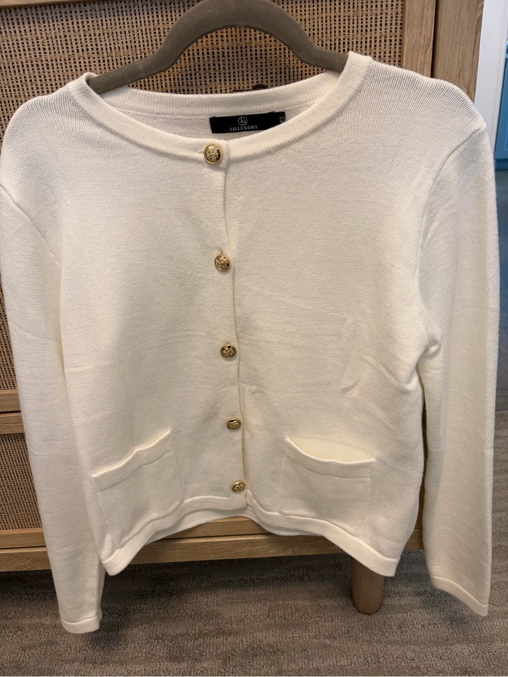 Cream Button-Front Women's Cardigan